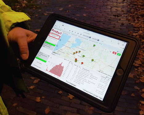 Incidentenbestrijder en boa Ivo Engels controleert spoorwegovergang